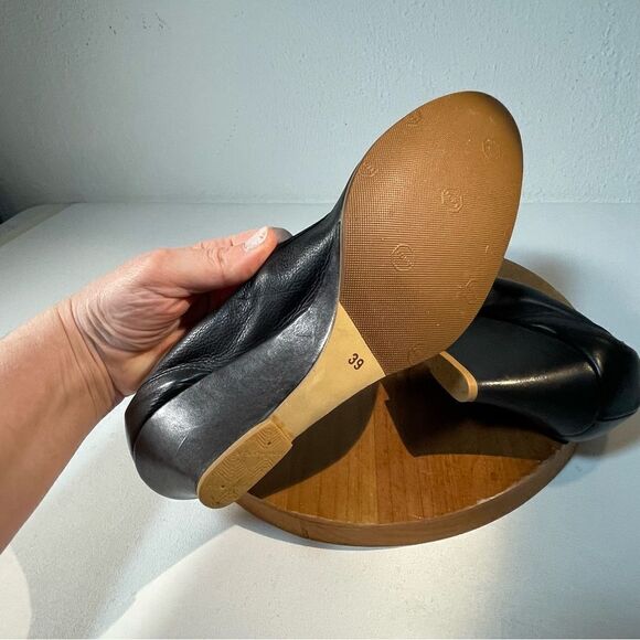 Trotta & Pagano black leather wedge heels with tassel size 39 size 8.5 - Picture 6 of 9